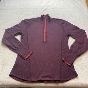 Eddie Bauer 1/2 Zip Wine Colored Knit Pullover Size Medium